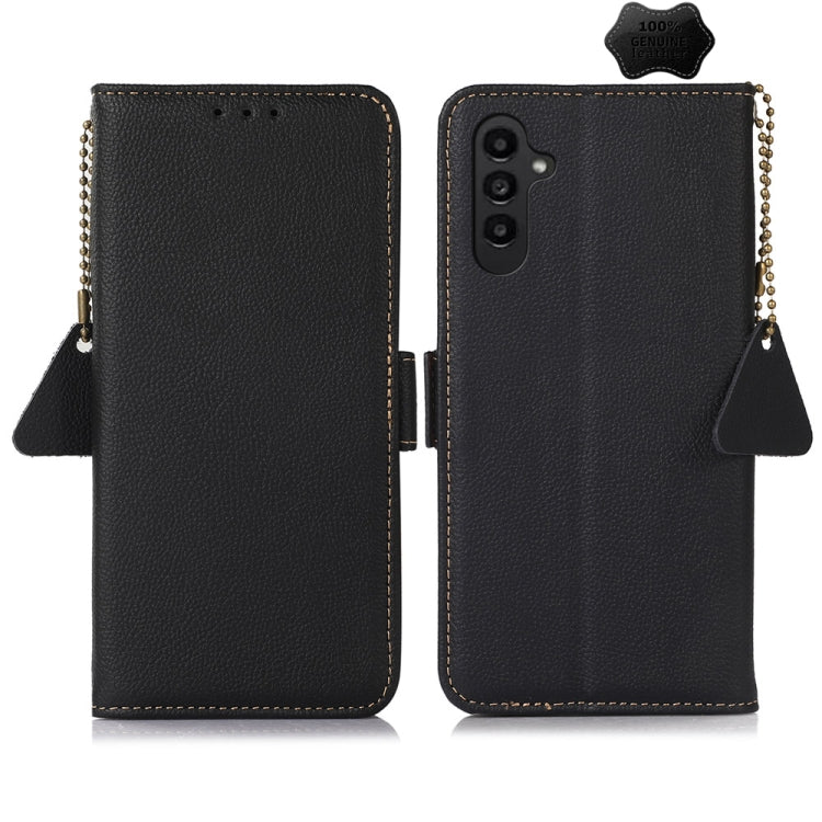 For Samsung Galaxy M34 5G Side-Magnetic TJ Genuine Leather RFID Phone Case
