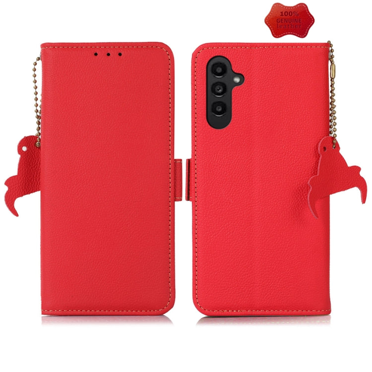 For Samsung Galaxy M34 5G Side-Magnetic TJ Genuine Leather RFID Phone Case