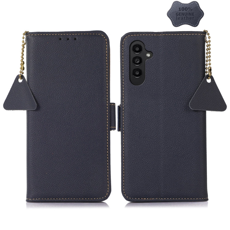For Samsung Galaxy M34 5G Side-Magnetic TJ Genuine Leather RFID Phone Case