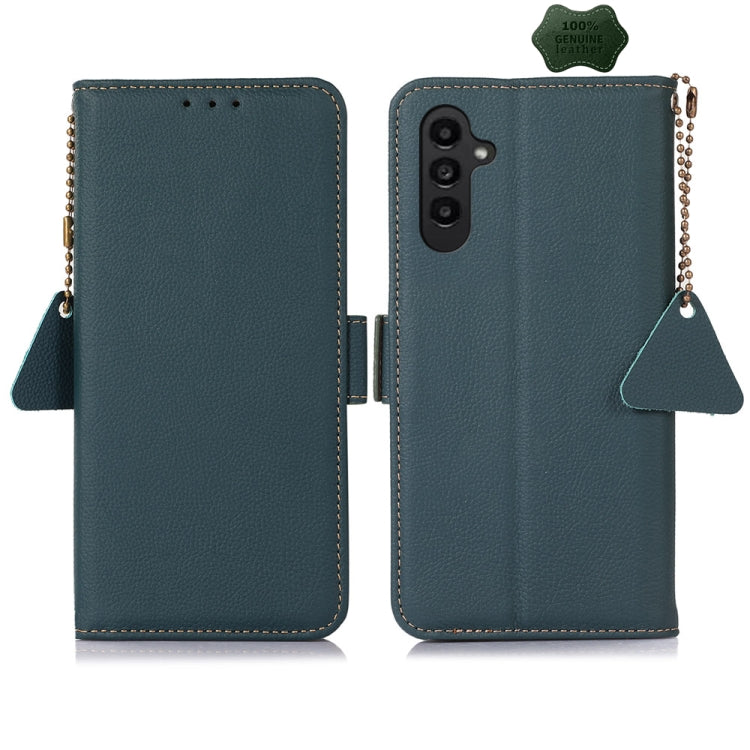 For Samsung Galaxy M34 5G Side-Magnetic TJ Genuine Leather RFID Phone Case