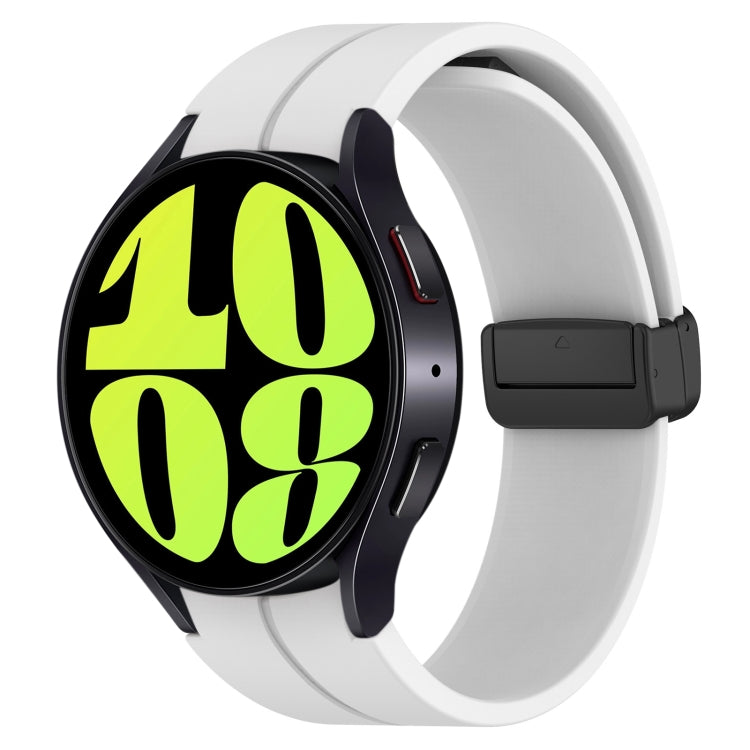 For Samsung Galaxy Watch 6 / 6 Classic Magnetic Folding Black Buckle Silicone Watch Band, Size:Small Size