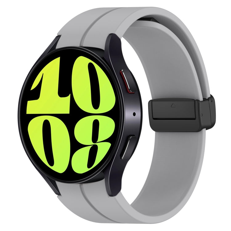 For Samsung Galaxy Watch 6 / 6 Classic Magnetic Folding Black Buckle Silicone Watch Band, Size:Small Size