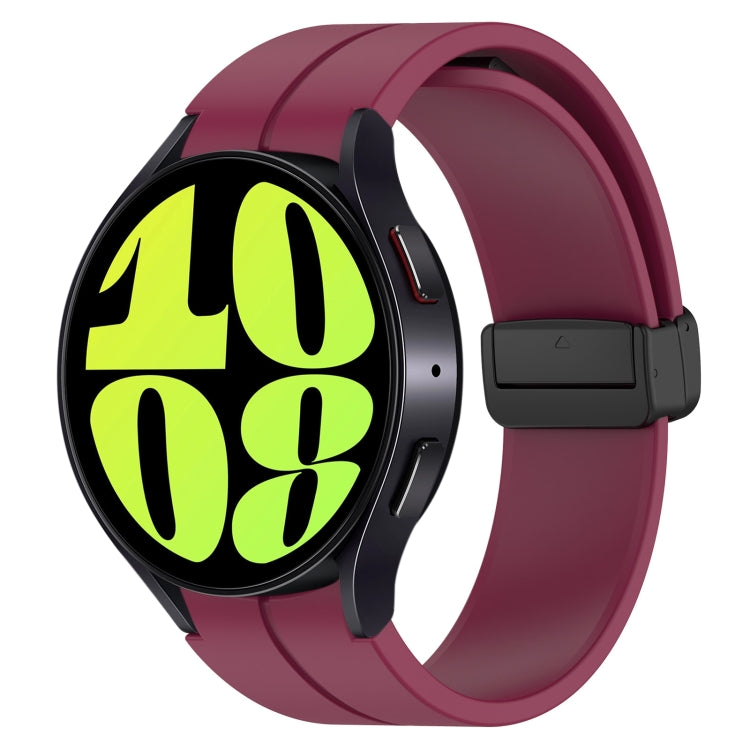 For Samsung Galaxy Watch 6 / 6 Classic Magnetic Folding Black Buckle Silicone Watch Band, Size:Small Size