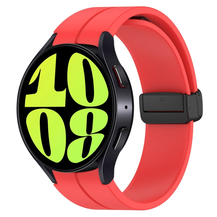 For Samsung Galaxy Watch 6 / 6 Classic Magnetic Folding Black Buckle Silicone Watch Band, Size:Small Size