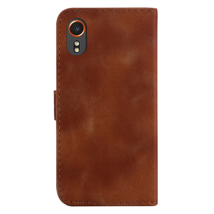 For Samsung Galaxy Xcover7 Seven-shaped Embossed Leather Phone Case