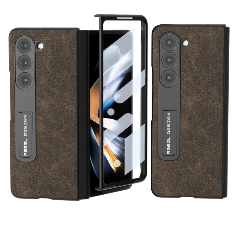 For Samsung Galaxy Z Fold5 Integrated Dream Litchi Texture PU Phone Case with Holder