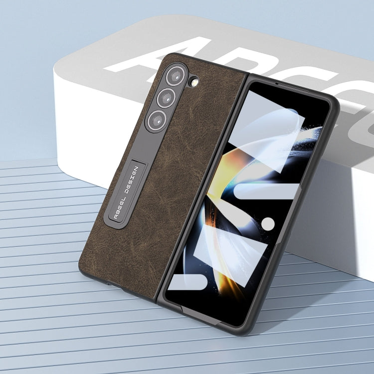 For Samsung Galaxy Z Fold5 Integrated Dream Litchi Texture PU Phone Case with Holder