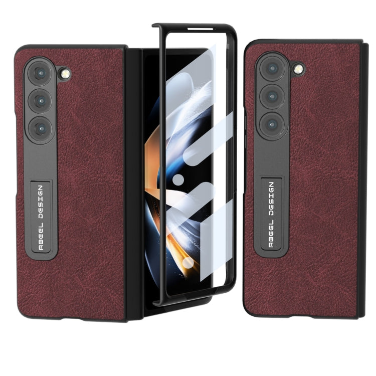 For Samsung Galaxy Z Fold5 Integrated Dream Litchi Texture PU Phone Case with Holder