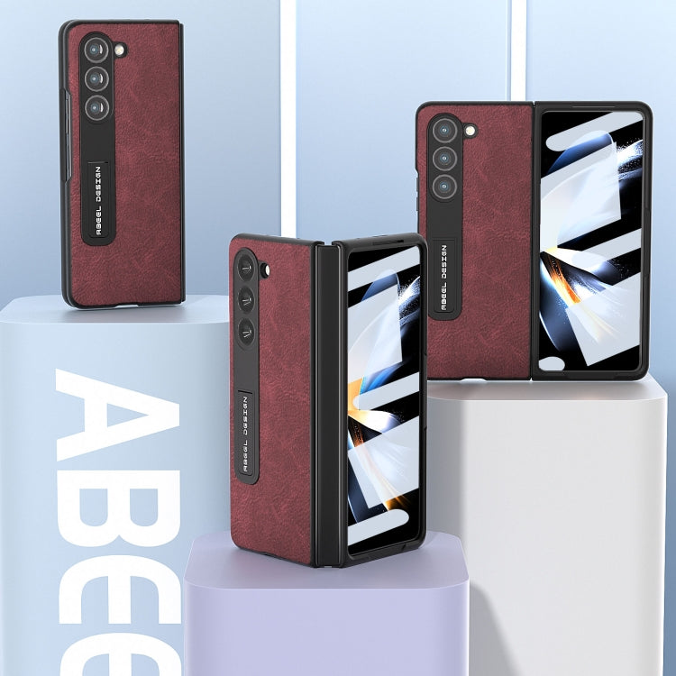 For Samsung Galaxy Z Fold5 Integrated Dream Litchi Texture PU Phone Case with Holder