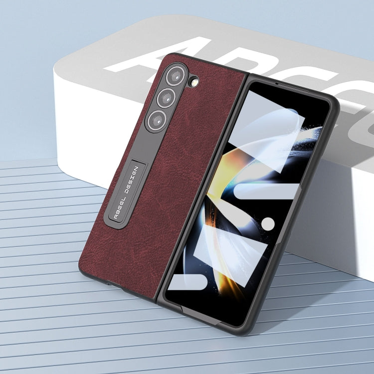 For Samsung Galaxy Z Fold5 Integrated Dream Litchi Texture PU Phone Case with Holder