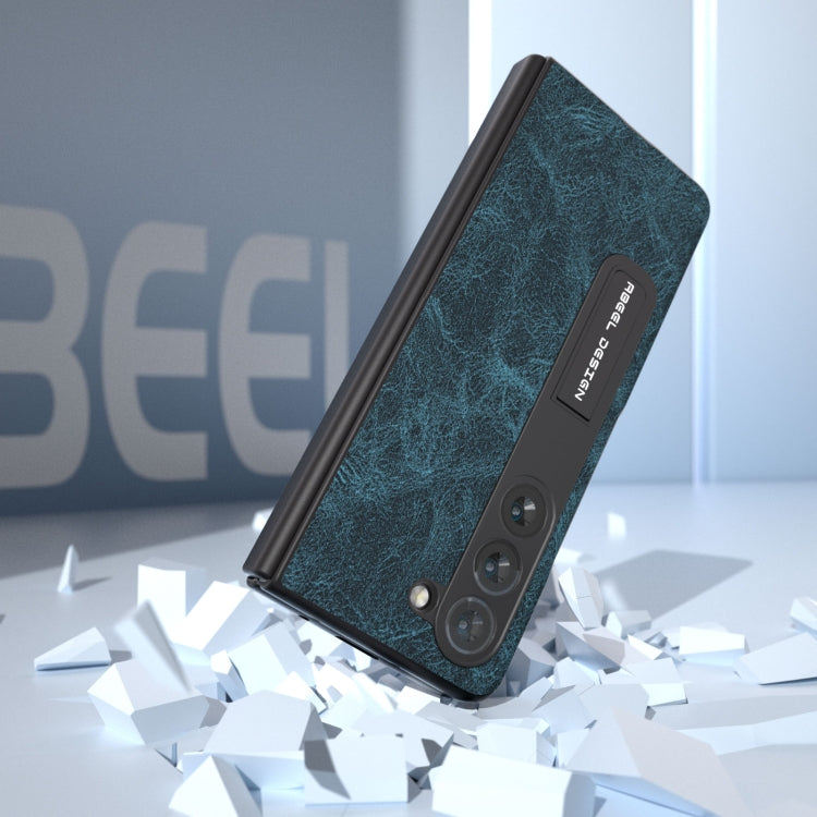For Samsung Galaxy Z Fold5 Integrated Dream Litchi Texture PU Phone Case with Holder