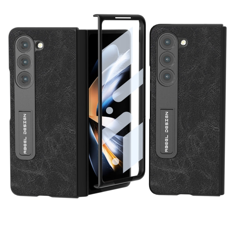 For Samsung Galaxy Z Fold5 Integrated Dream Litchi Texture PU Phone Case with Holder