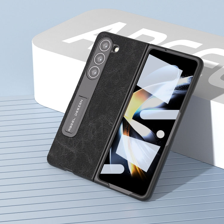 For Samsung Galaxy Z Fold5 Integrated Dream Litchi Texture PU Phone Case with Holder