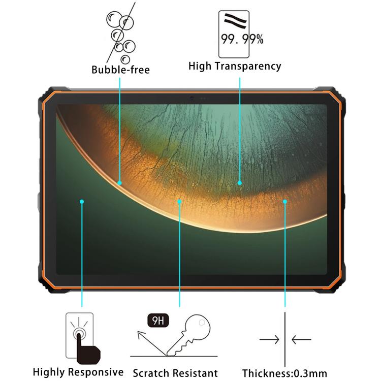 For Blackview Active 10 Pro / Active 7 11 2pcs 9H 0.3mm Explosion-proof Tempered Glass Film
