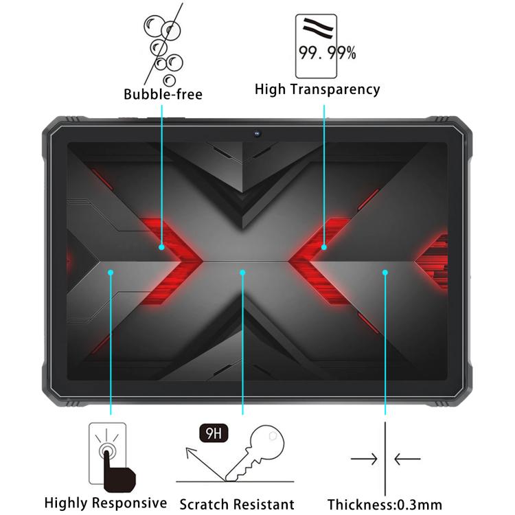For HOTWAV Tab R9 Pro/R9 Ultra/R9 Plus 2pcs 9H 0.3mm Explosion-proof Tempered Glass Film