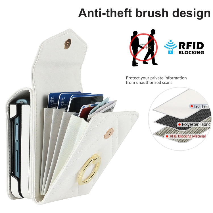 For Samsung Galaxy Z Flip5 V-shaped RFID Card Slot Phone Case with Ring Holder