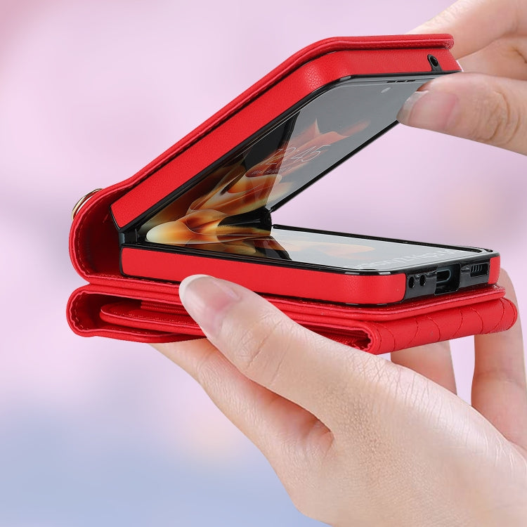 For Samsung Galaxy Z Flip5 V-shaped RFID Card Slot Phone Case with Ring Holder