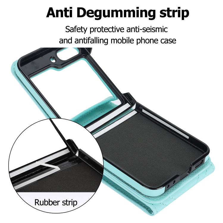 For Samsung Galaxy Z Flip5 V-shaped RFID Card Slot Phone Case with Ring Holder