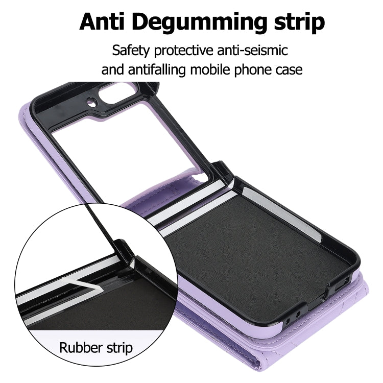 For Samsung Galaxy Z Flip5 V-shaped RFID Card Slot Phone Case with Ring Holder
