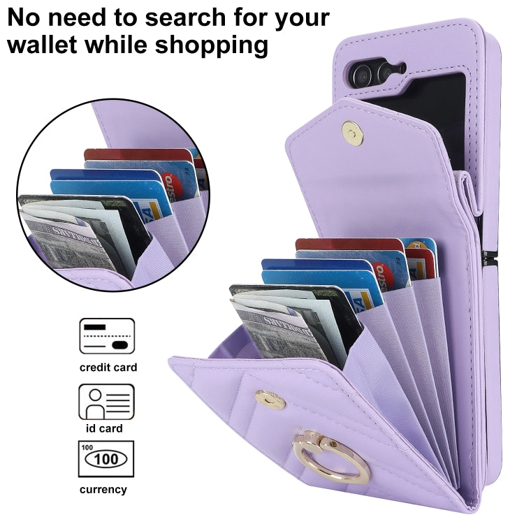 For Samsung Galaxy Z Flip5 V-shaped RFID Card Slot Phone Case with Ring Holder