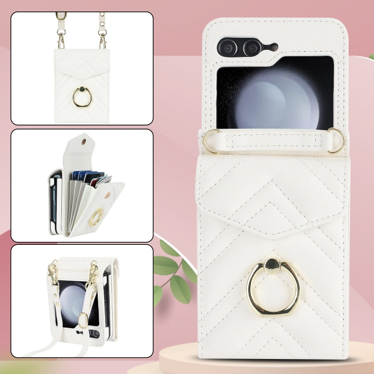 For Samsung Galaxy Z Flip6 / Flip7 FE V-shaped RFID Card Slot Phone Case with Ring Holder