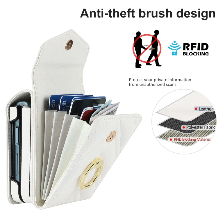 For Samsung Galaxy Z Flip6 / Flip7 FE V-shaped RFID Card Slot Phone Case with Ring Holder