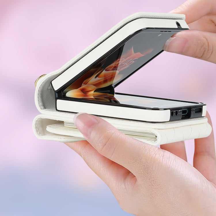 For Samsung Galaxy Z Flip6 / Flip7 FE V-shaped RFID Card Slot Phone Case with Ring Holder