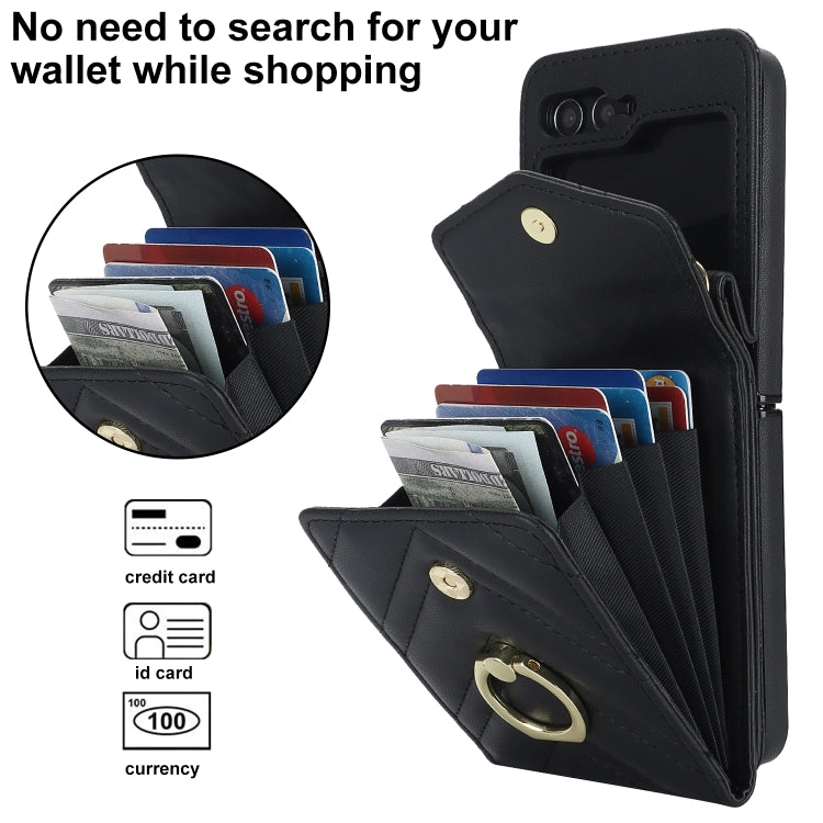 For Samsung Galaxy Z Flip6 / Flip7 FE V-shaped RFID Card Slot Phone Case with Ring Holder