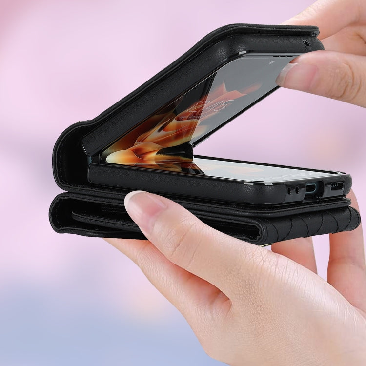 For Samsung Galaxy Z Flip6 / Flip7 FE V-shaped RFID Card Slot Phone Case with Ring Holder