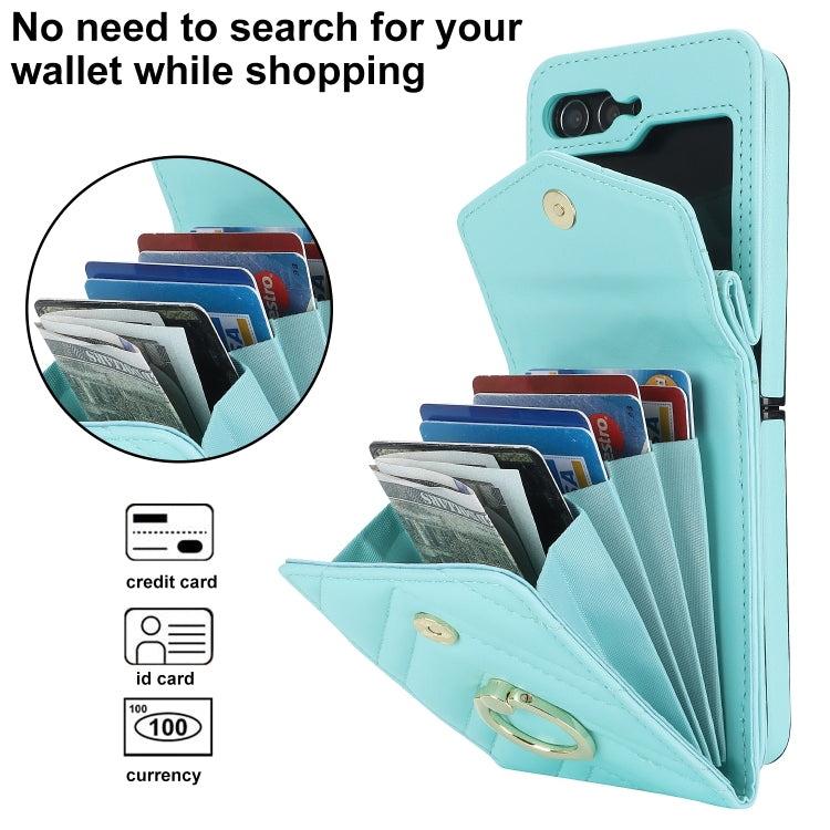 For Samsung Galaxy Z Flip6 / Flip7 FE V-shaped RFID Card Slot Phone Case with Ring Holder