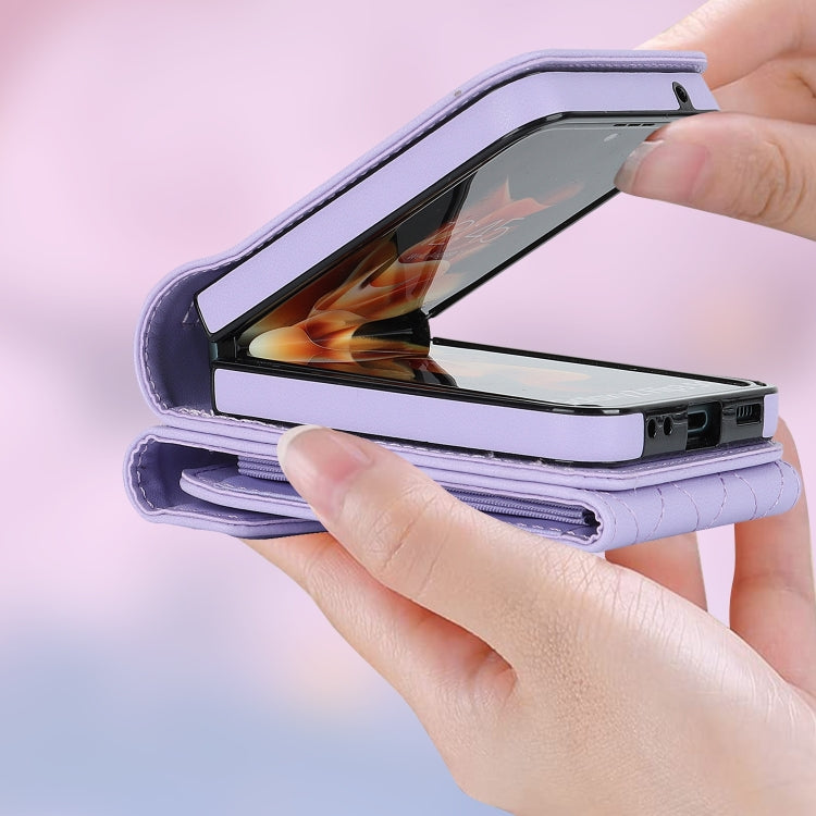 For Samsung Galaxy Z Flip6 / Flip7 FE V-shaped RFID Card Slot Phone Case with Ring Holder