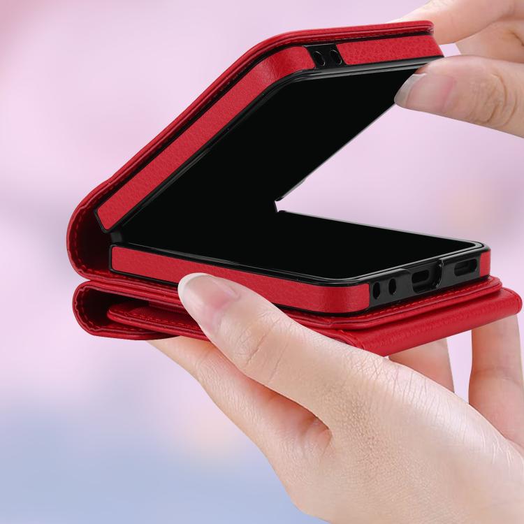 For Samsung Galaxy Z Flip7 5G V-shaped RFID Card Slot Phone Case with Ring Holder