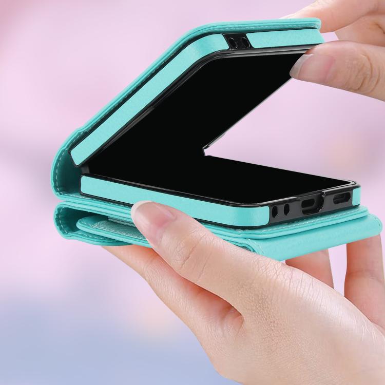 For Samsung Galaxy Z Flip7 5G V-shaped RFID Card Slot Phone Case with Ring Holder