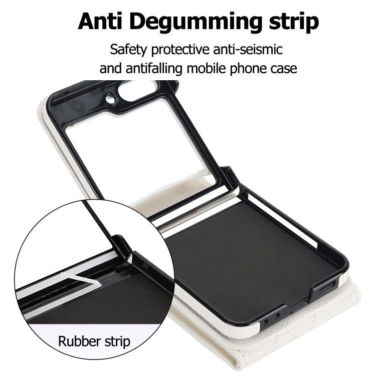 For Samsung Galaxy Z Flip6 / Flip7 FE Diamond Lattice RFID Card Slot Phone Case with Ring Holder