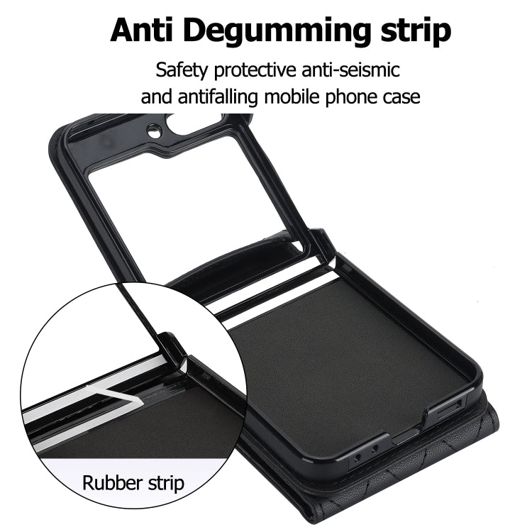 For Samsung Galaxy Z Flip6 / Flip7 FE Diamond Lattice RFID Card Slot Phone Case with Ring Holder