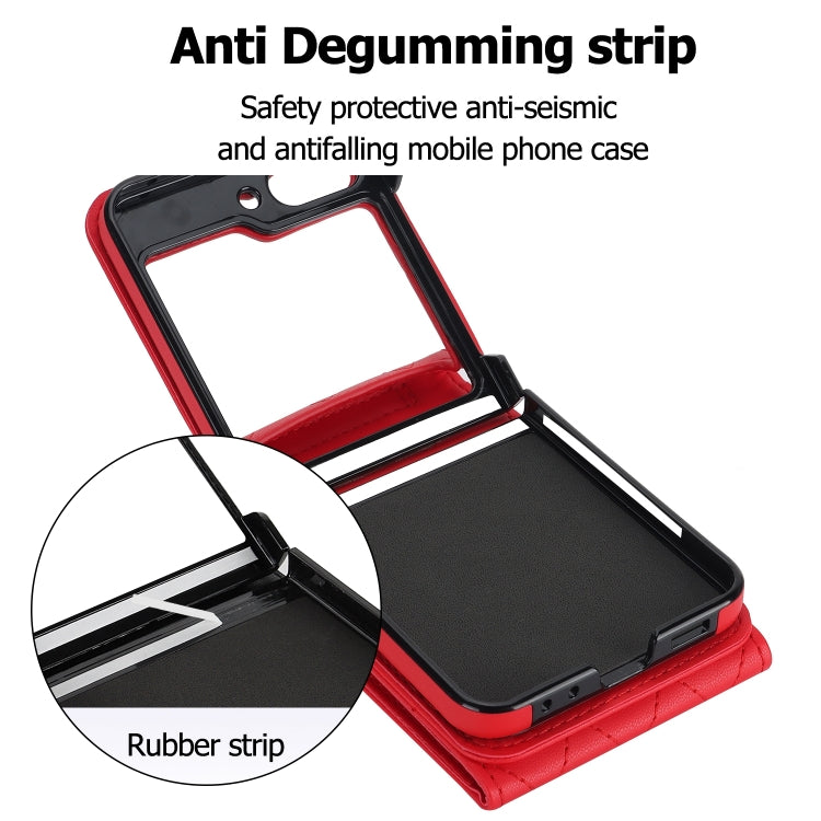 For Samsung Galaxy Z Flip6 / Flip7 FE Diamond Lattice RFID Card Slot Phone Case with Ring Holder