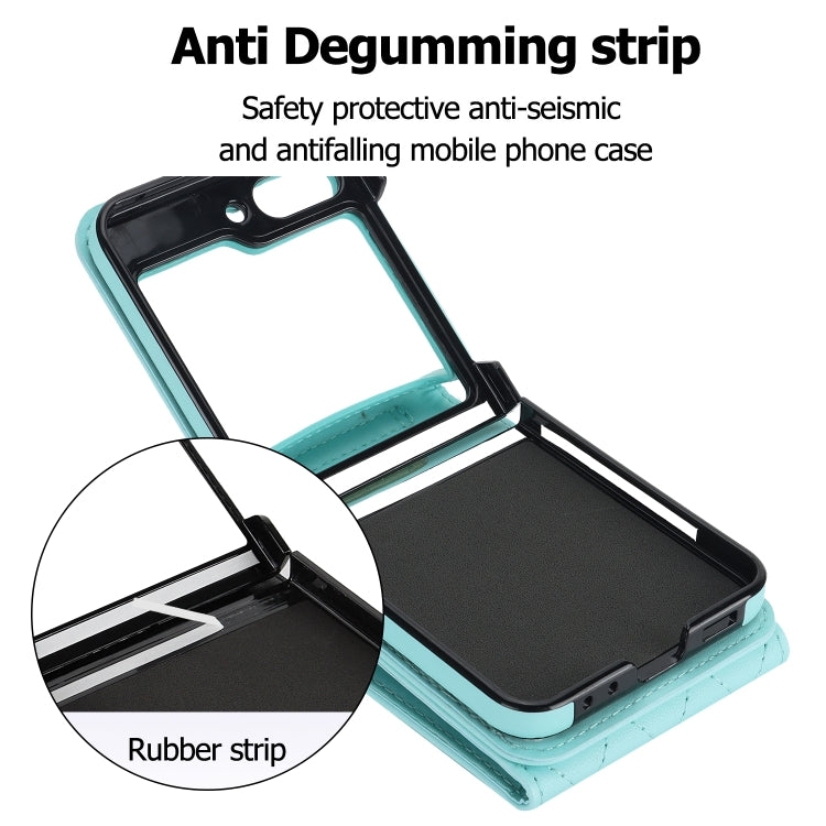 For Samsung Galaxy Z Flip6 / Flip7 FE Diamond Lattice RFID Card Slot Phone Case with Ring Holder