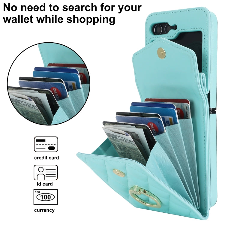 For Samsung Galaxy Z Flip6 / Flip7 FE Diamond Lattice RFID Card Slot Phone Case with Ring Holder