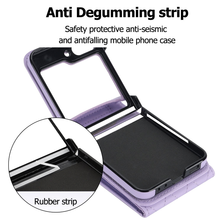 For Samsung Galaxy Z Flip6 / Flip7 FE Diamond Lattice RFID Card Slot Phone Case with Ring Holder
