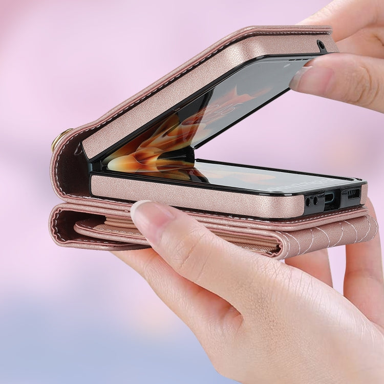 For Samsung Galaxy Z Flip6 / Flip7 FE Diamond Lattice RFID Card Slot Phone Case with Ring Holder