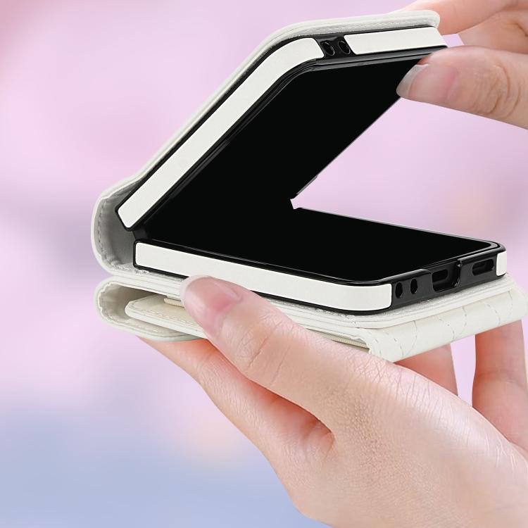 For Samsung Galaxy Z Flip7 5G Diamond Lattice RFID Card Slot Phone Case with Ring Holder