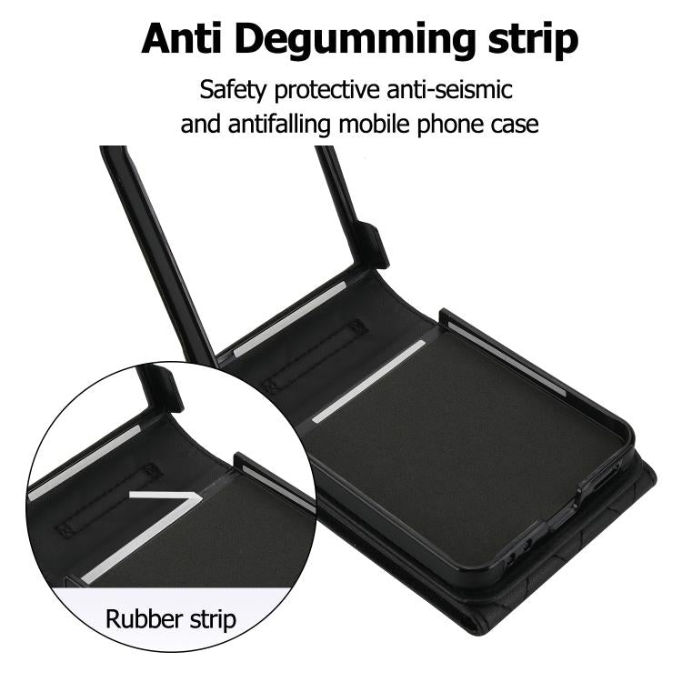 For Samsung Galaxy Z Flip7 5G Diamond Lattice RFID Card Slot Phone Case with Ring Holder