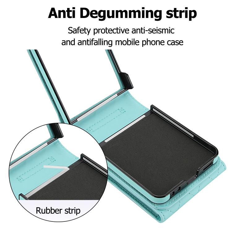For Samsung Galaxy Z Flip7 5G Diamond Lattice RFID Card Slot Phone Case with Ring Holder