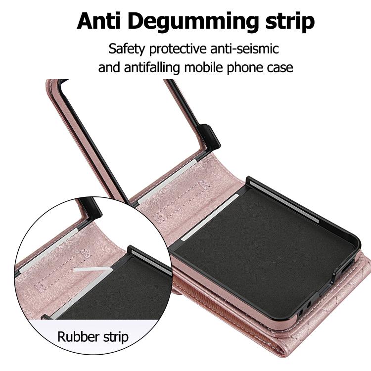 For Samsung Galaxy Z Flip7 5G Diamond Lattice RFID Card Slot Phone Case with Ring Holder