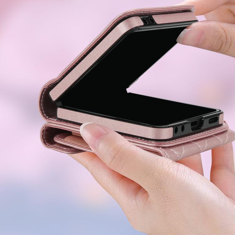 For Samsung Galaxy Z Flip7 5G Diamond Lattice RFID Card Slot Phone Case with Ring Holder