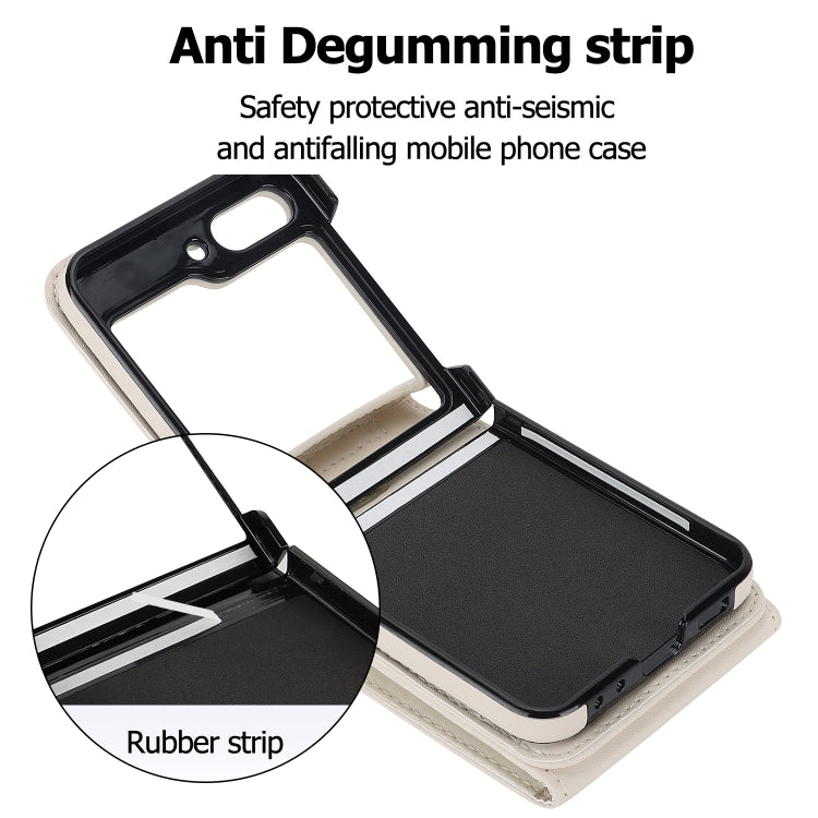 For Samsung Galaxy Z Flip5 Litchi Texture RFID Card Slot Phone Case with Ring Holder