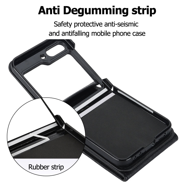 For Samsung Galaxy Z Flip5 Litchi Texture RFID Card Slot Phone Case with Ring Holder