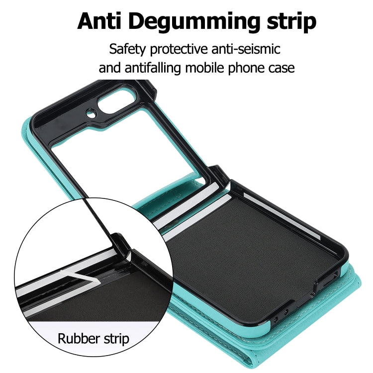 For Samsung Galaxy Z Flip5 Litchi Texture RFID Card Slot Phone Case with Ring Holder