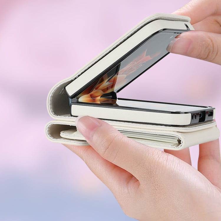 For Samsung Galaxy Z Flip6 / Flip7 FE Litchi Texture RFID Card Slot Phone Case with Ring Holder