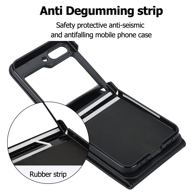 For Samsung Galaxy Z Flip6 / Flip7 FE Litchi Texture RFID Card Slot Phone Case with Ring Holder